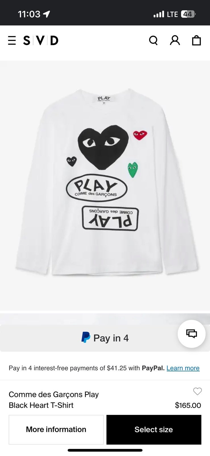 Authentic comme des Garçons ‘PLAY’ Multi Heart Graphic T-Shirt