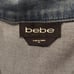Bebe distressed capri denim collar button coveralls size 30
