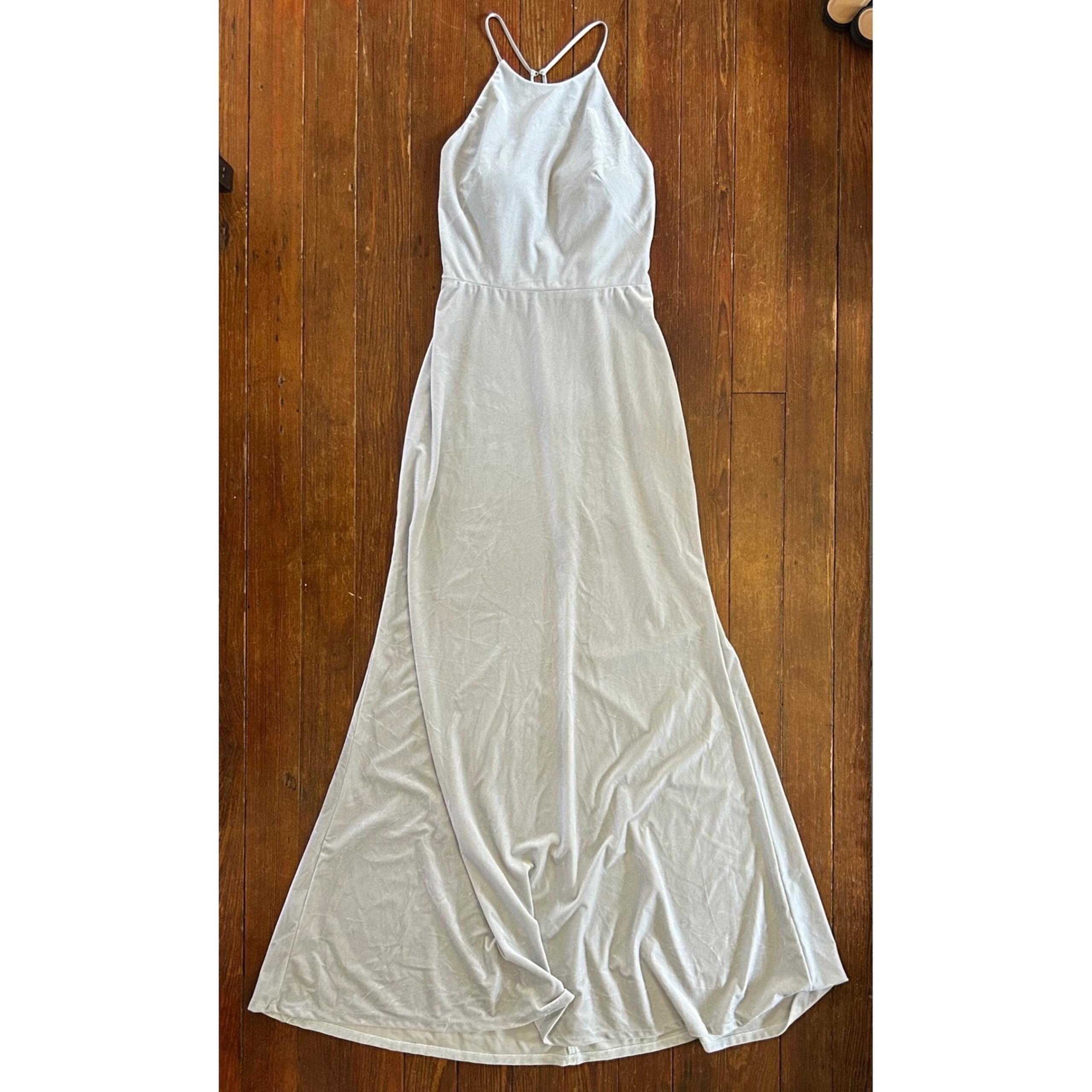 Jenny Yoo Bailey Velvet Halter Formal Dress Whosper Blue Size 10
