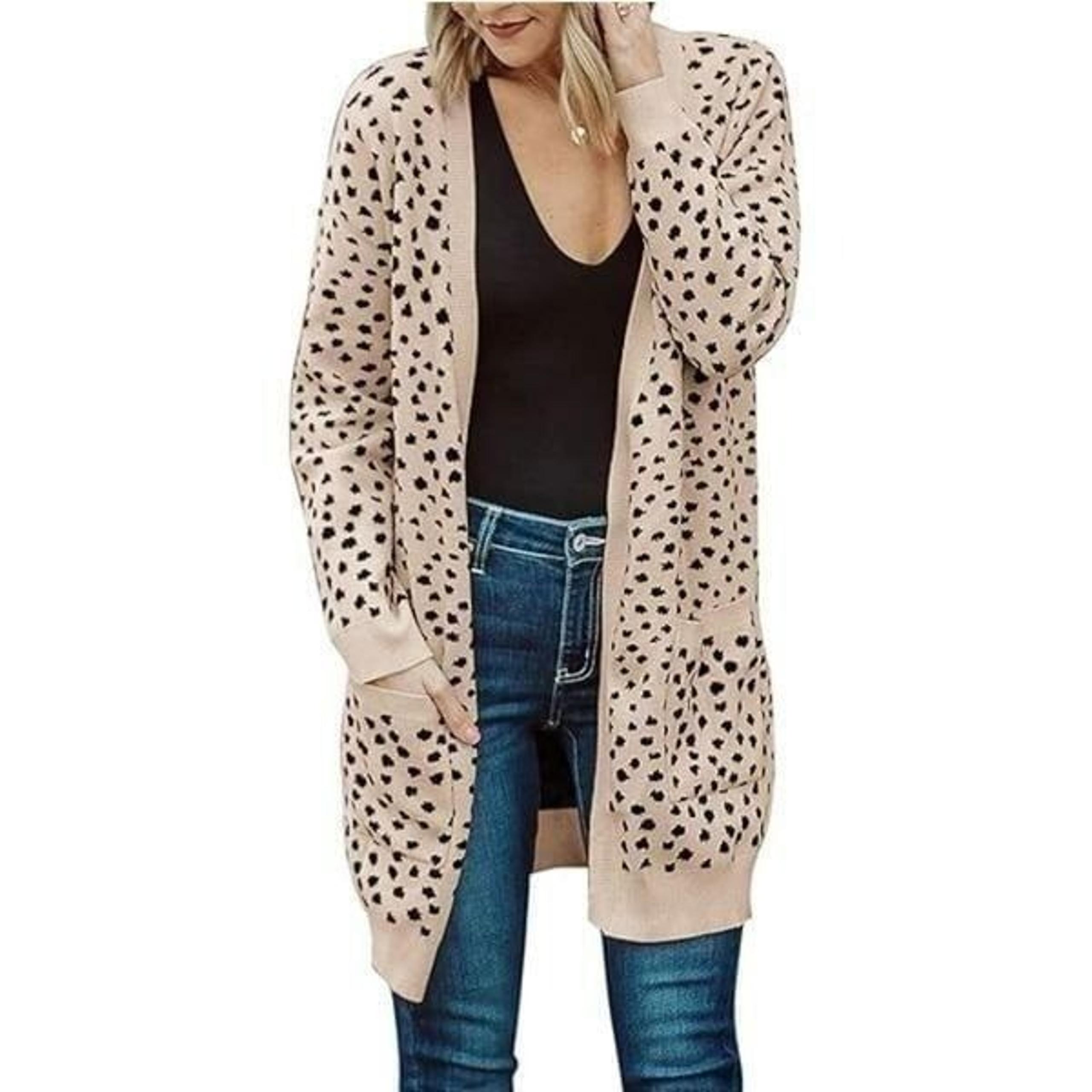 NEW She + Sky Leopard Spots and Dots Longline Sweater Cardigan Size Small