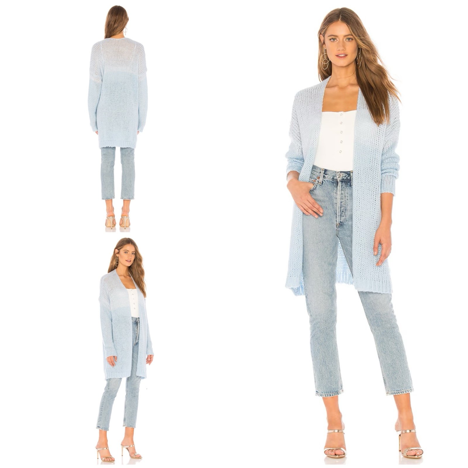 Revolve Tularosa PAYSON Ombré Mohair blend Longline Duster Open Knit Cardigan M