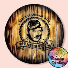 Here's To Swimmin with Bow Legged Woman 17 JAWS Epoxy Wooded Lazy Susan OS400