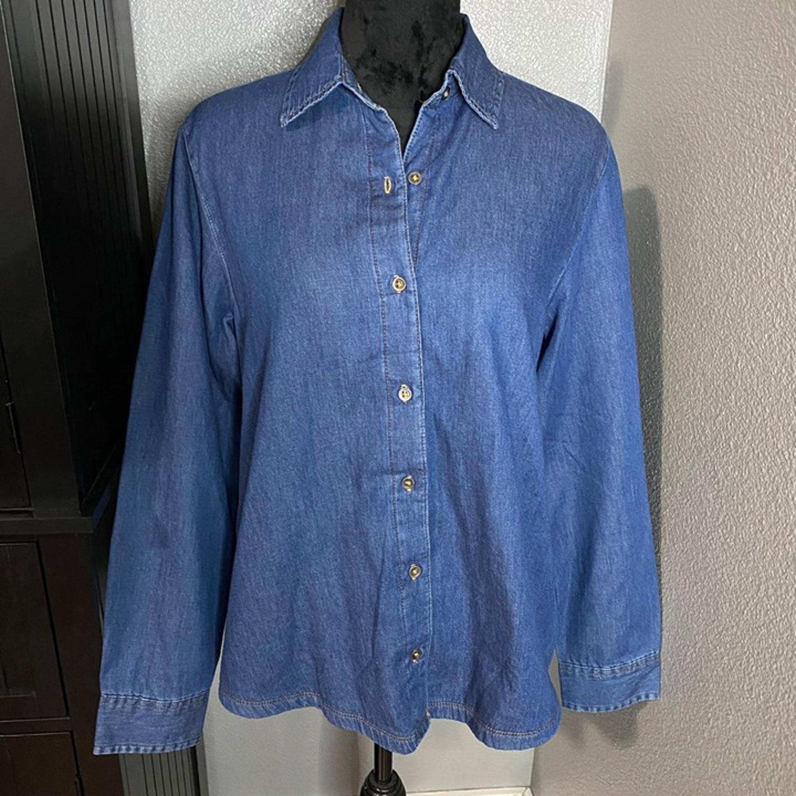 Riders by Lee Denim Shirt Jacket Womens M Flannel Lined Shacket Buffalo Plaid