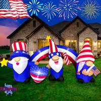 7 FT Independence Day Inflatable 3 Gnomes with Archway