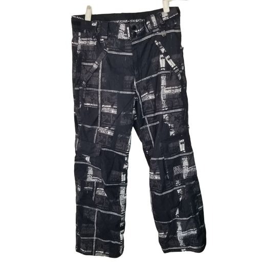 Ride Snowboards Mens M Black All Over Print Lined Snowboard Ski Snow Pants