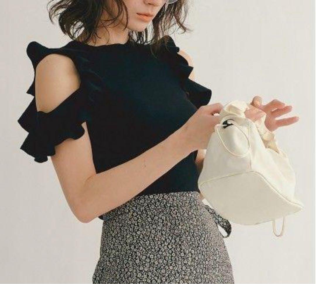 【New】SNIDEL Pleated Ruffle Sleeve Knit Pullover