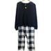 Old Navy NWT Pajama Set Black White Waffle Knit Top Buffalo Check Pants Sz L(T)