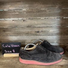 Mens Cole Haan Lunargrand Brown Suede Wingtip Brogue Dress Shoes Size 8 M GUC