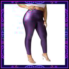 METALLIC ☆ PURPLE ☆ FAUX LEATHER ☆ PULL-ON LEGGINGS 24w ☆ NWT