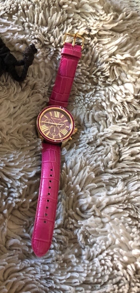 Michael Kors Crystal Pink Leather Watch