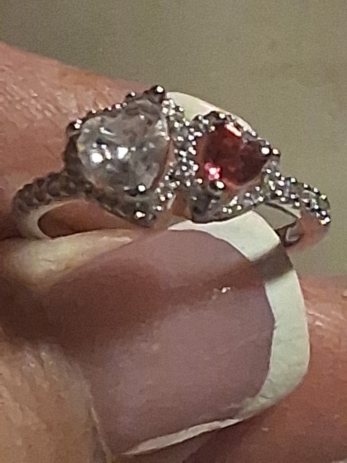 Pandora authentic s925 timeless silver cz & crystal halo hearts ring size 8