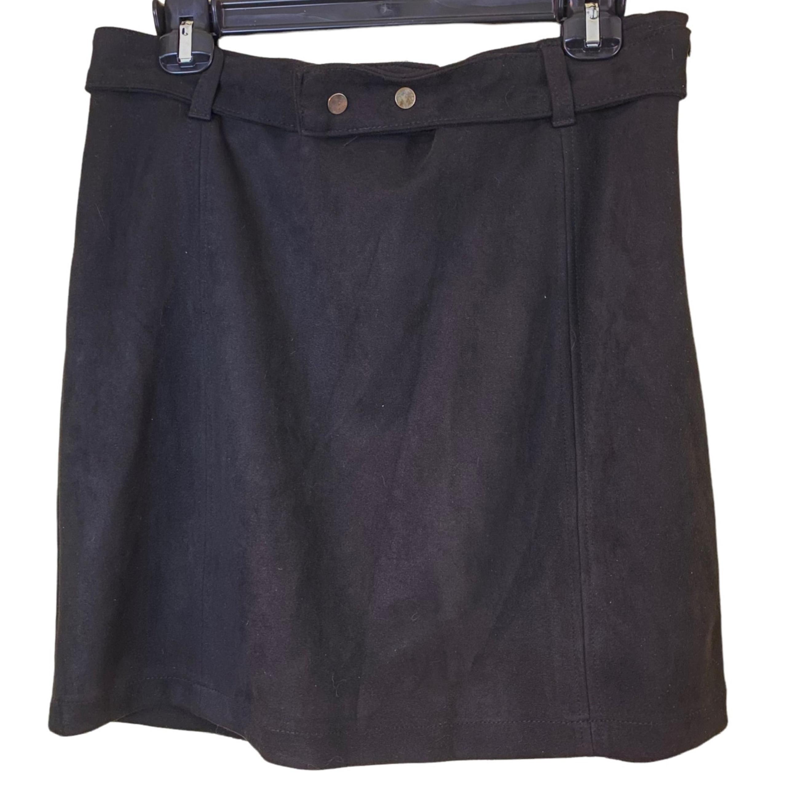 Haute Monde Faux Suede Dark Brown Belted Mini Skirt - Size XL