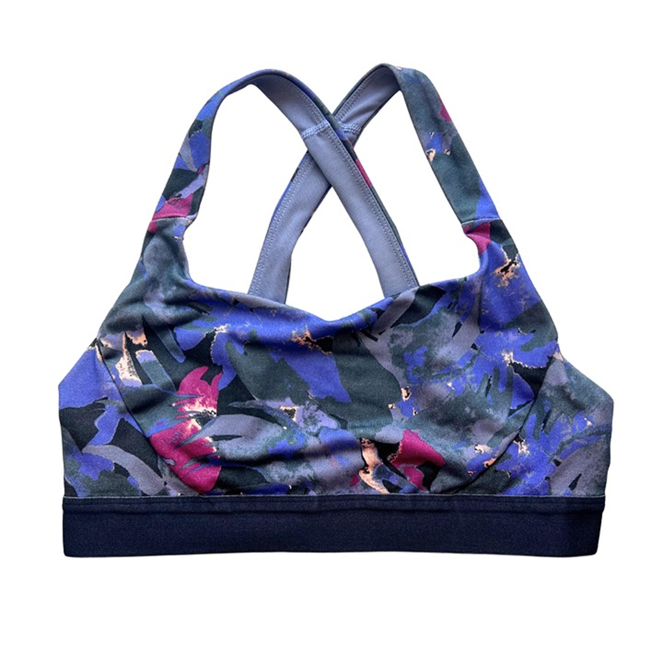 Patagonia Womens Switchback Sports Bra Cross-back Floral Gym Wear - MEDIUM