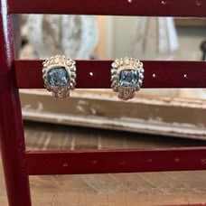 Judith Ripka Blue Topaz Omega Clip Earrings