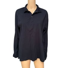 Massimo Dutti casual fit black polo shirt long sleeve corduroy cuffs size XL