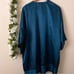 Victoria’s Secret Gold Label Vintage Dark Teal Blue Floral Satin Night Robe