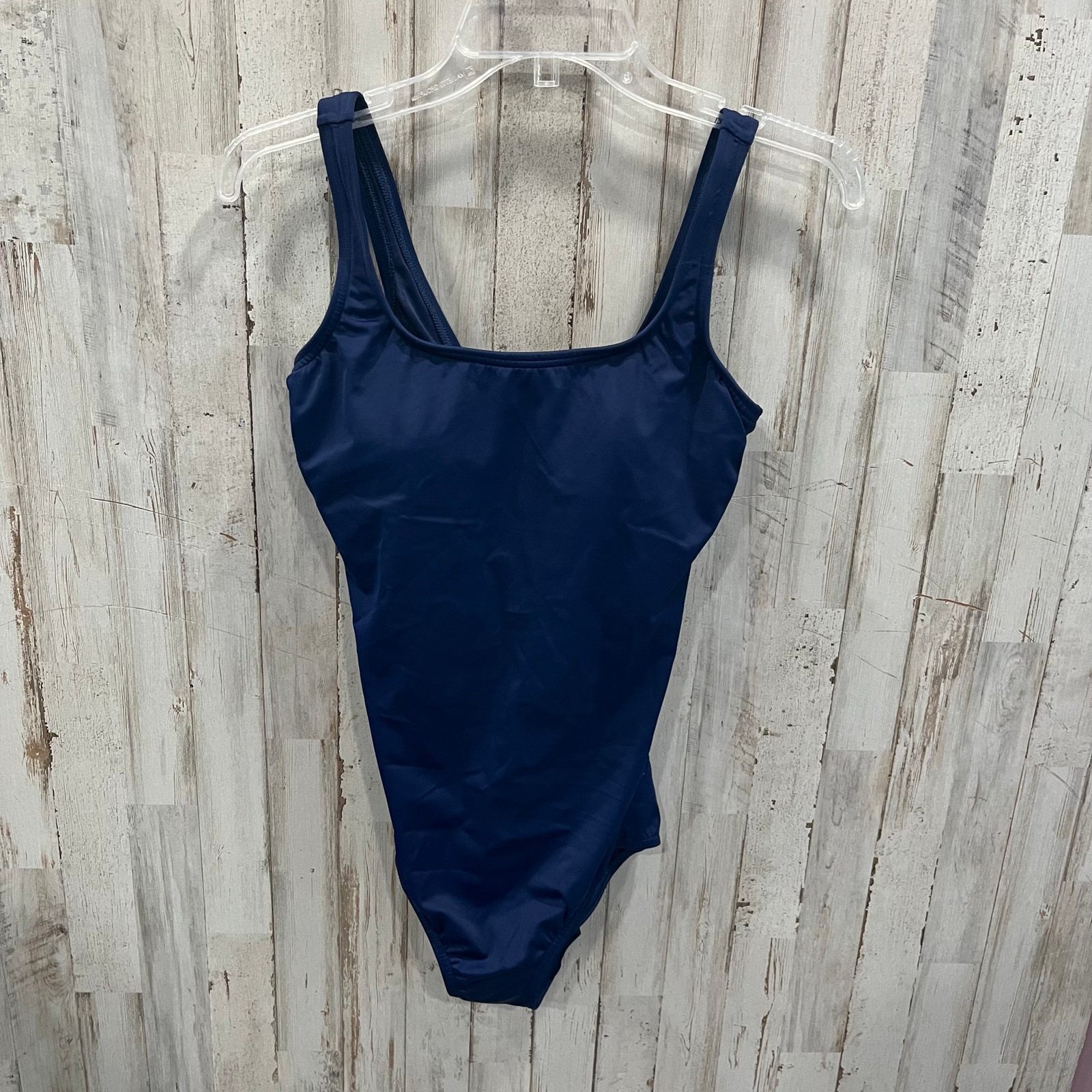 Lands End Navy Women's D-Cup Tugless One Piece Swimsuit Chlorine Resistant 10