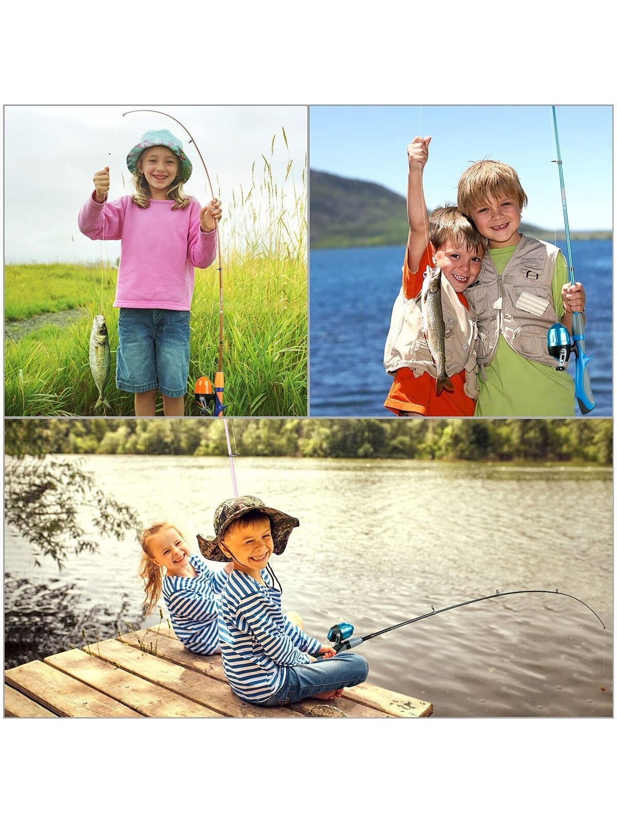 PLUSINNO Kids Fishing Pole,Ice Telescopic Fishing Rod and Reel Full Kits, Spinca