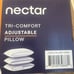 Nectar Tri-Comfort Adjustable Pillow, Cooling, Memory Foam, Jumbo/Queen, NEW