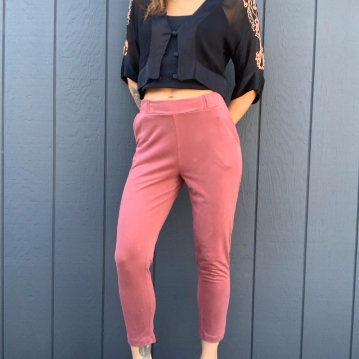 ZARA dusty mauve micro suede pants Sz S