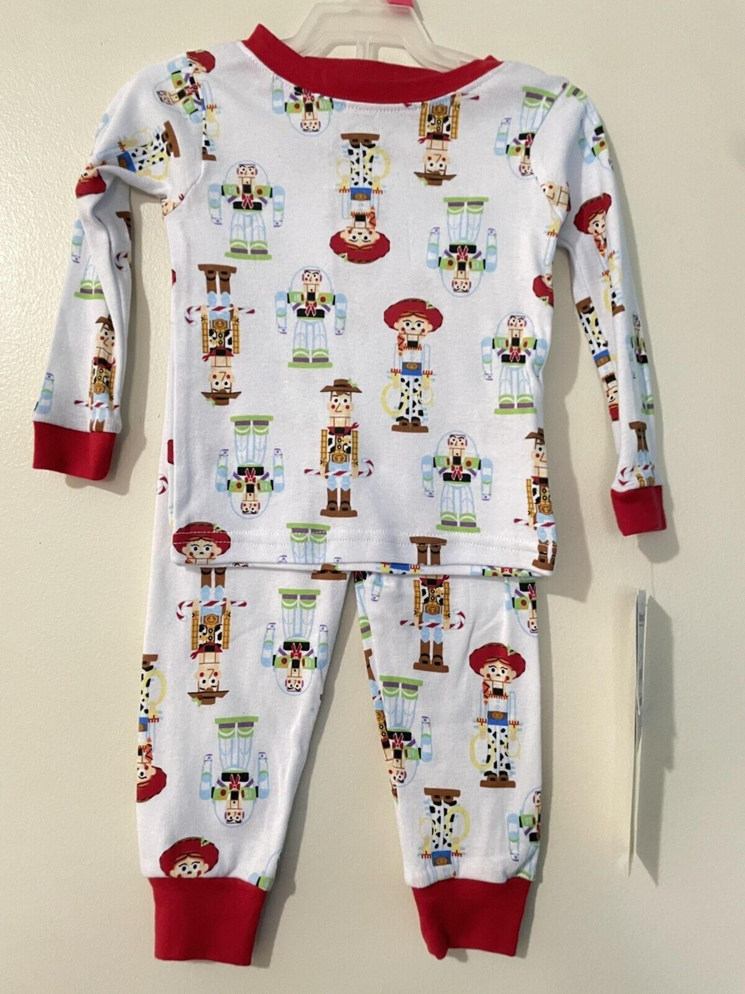 TOY STORY 2pc Pajama Set Buzz Woody size 2T White/Red Long Sleeve Shirt & Pants