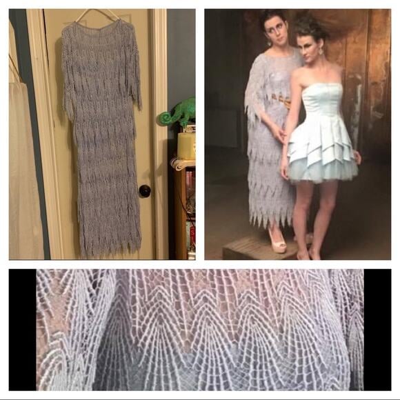 Cher 1970s lilac fringe maxi dress