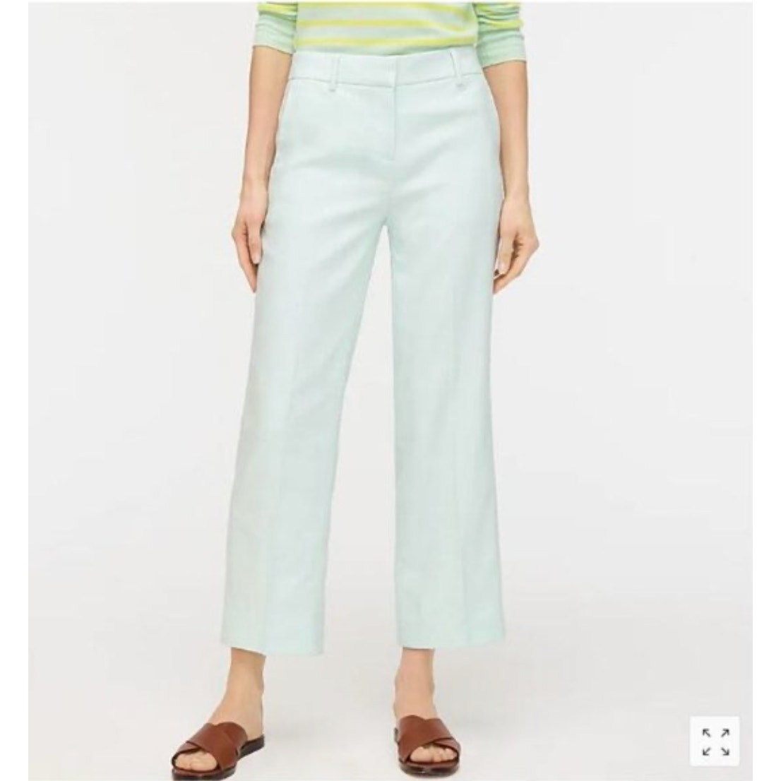 NWT J. Crew Peyton Pant in Stretch Linen Sea Spray Green Cropped Wide Leg Size 0