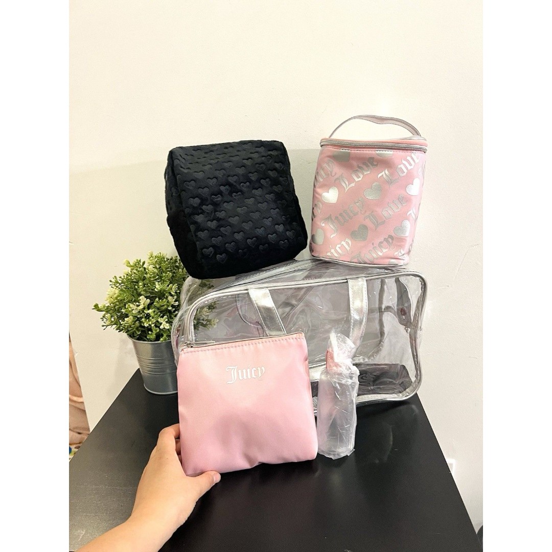 Juicy Couture Clear Tote Bag Travel Set Cosmetic Set 5 Pieces