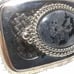 Grey Compressed Stone Western Belt Buckle Silver Edge Great Vintage Condition