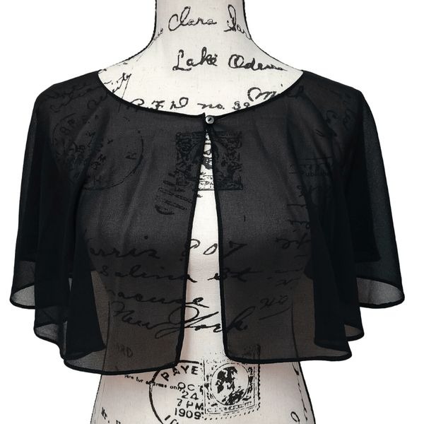 Mesh Evening Gothic Flapper 1920s Simple Black Shawl Wrap Cape NEW