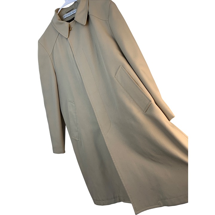 Rare Vintage Yves Saint Laurent Sz Medium 40R Beige Trench Over Coat Mens 8427
