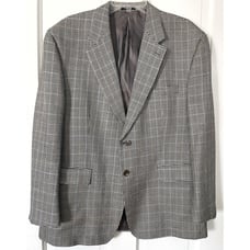 Ralph Lauren Chaps Sport Coat Blazer Men 44S Tan 100% Silk Houndstooth Gun Check
