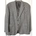 Ralph Lauren Chaps Sport Coat Blazer Men 44S Tan 100% Silk Houndstooth Gun Check