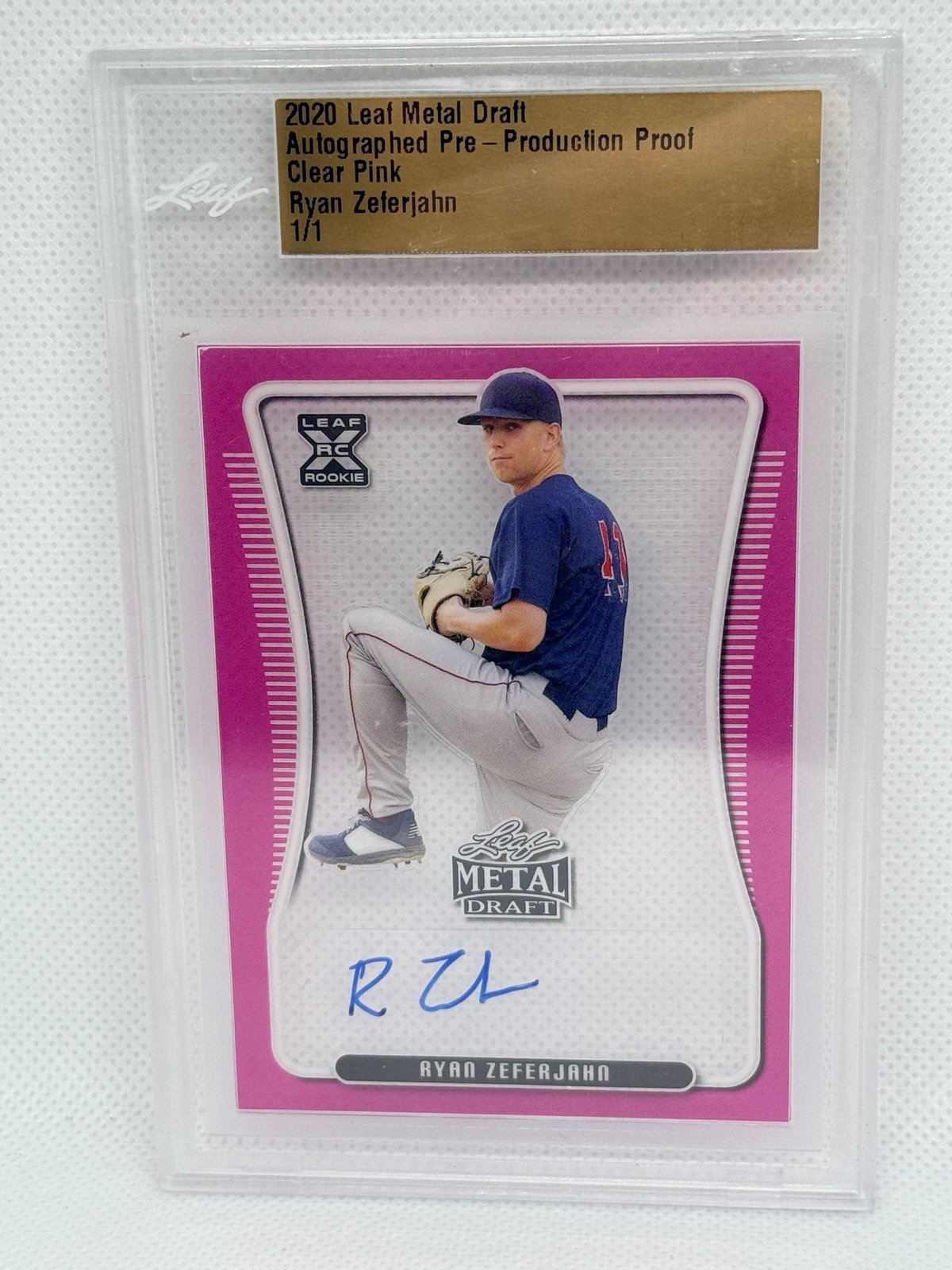 2020 Leaf Metal Draft clear pink Ryan Zeferjahn 1/1 Auto Pre Production Proof