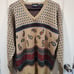 Men's Vintage Hogan Wool Blend V-Neck Paisley Pullover Sweater XL