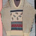 Men's Vintage Hogan Wool Blend V-Neck Paisley Pullover Sweater XL