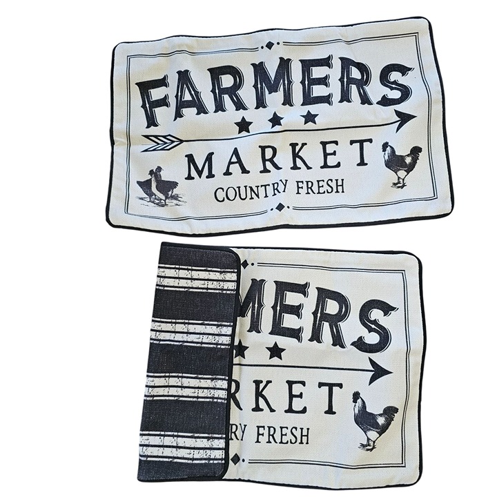 Marlo Lorenz Farmers Market Pillow Cover 19x12 Decorative Black Striped back zip