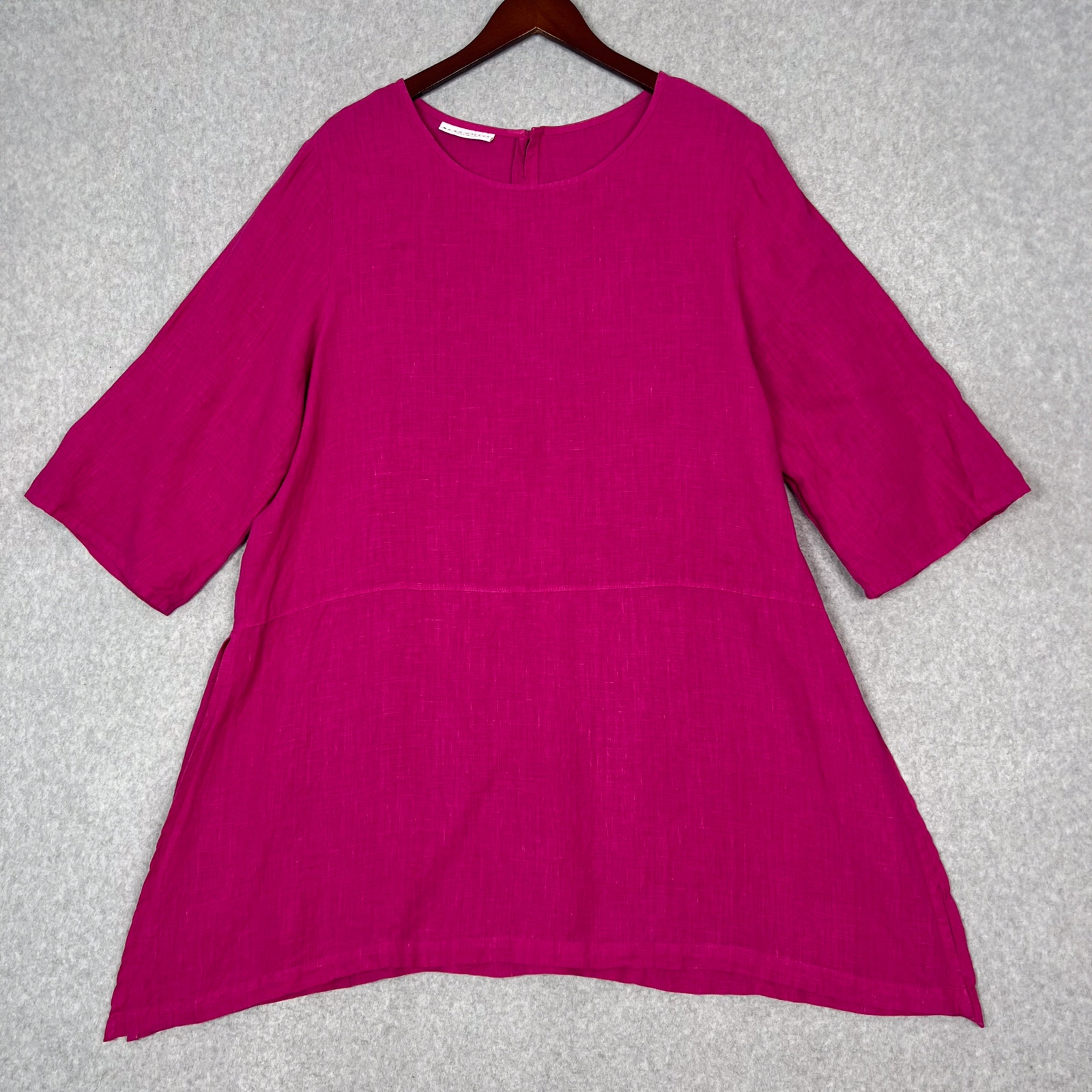 Bryn Walker Pink 100% Linen 3/4 Sleeves Tunic Top Size XL