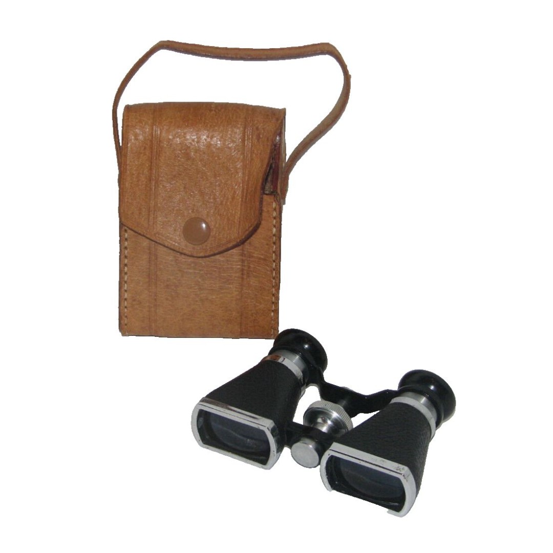 Vintage 1940's Ofuna Opera Glass Binoculars with Leather Carrying Case