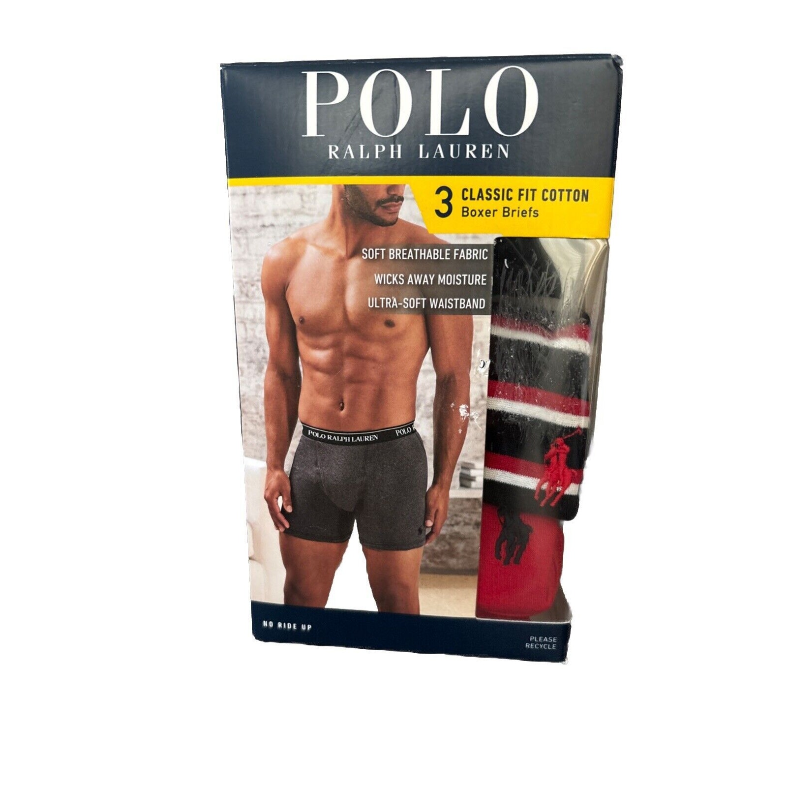 Polo Ralph Lauren 3 Boxer Briefs Men's Size Medium Pony Set of 3 Boxed