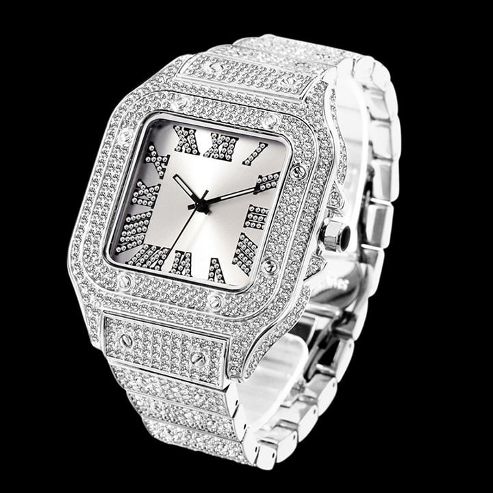 NEW | Luxury Iced Out Square Body White Gold Edition Watch