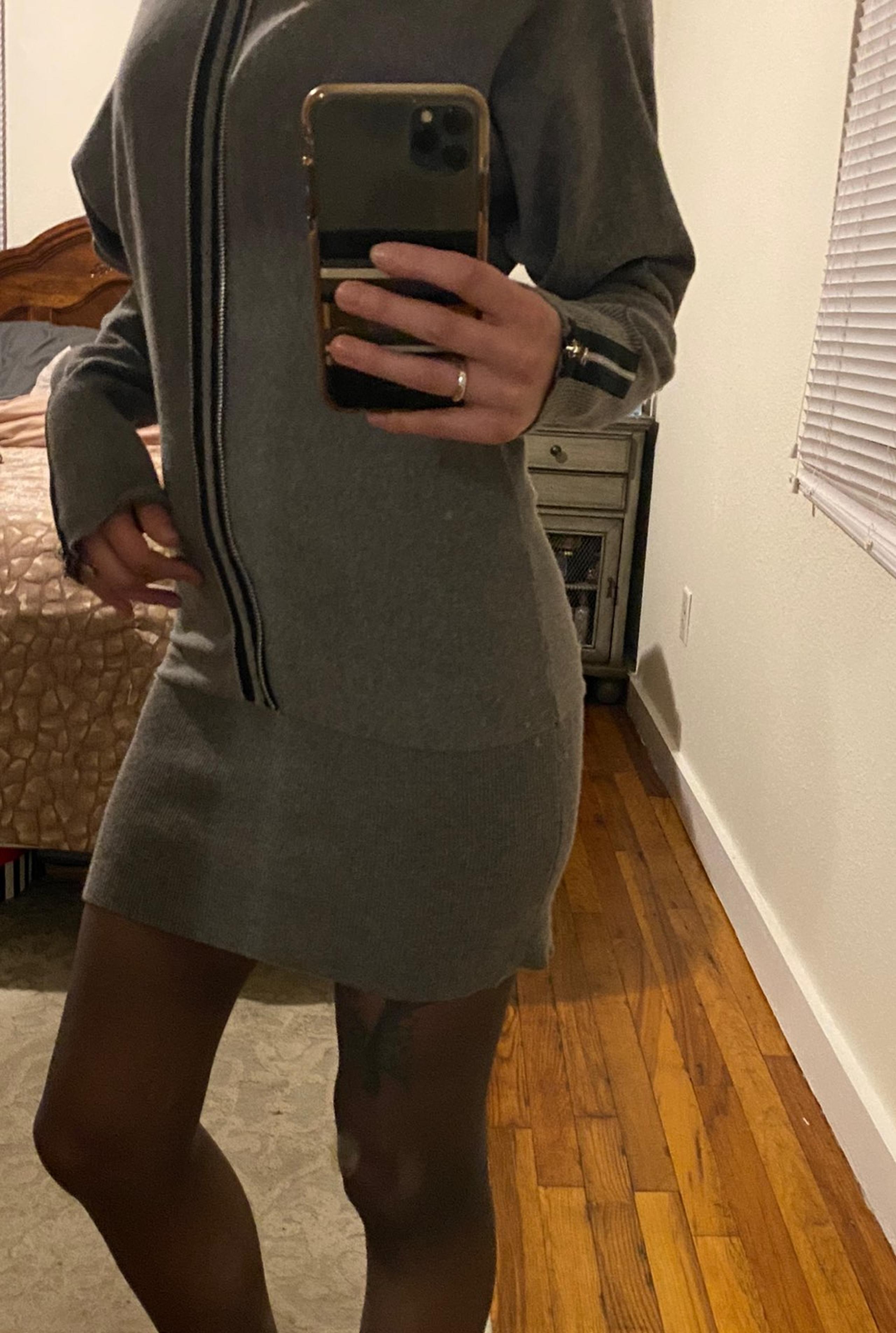 Faux Zipper Sweater Dress