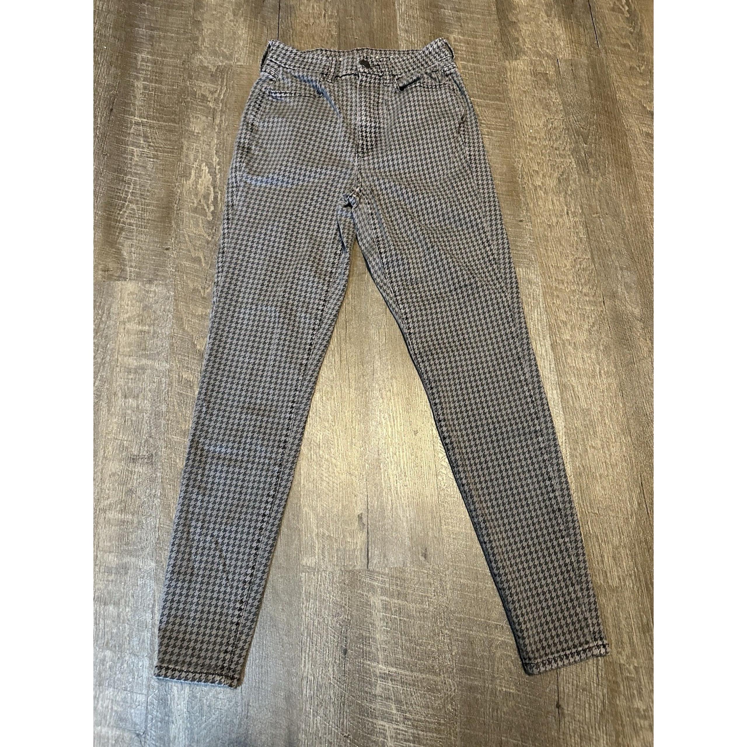 American Eagle Pants Womens 2 Gray Houndstooth Curvy Super High Rise Jegging