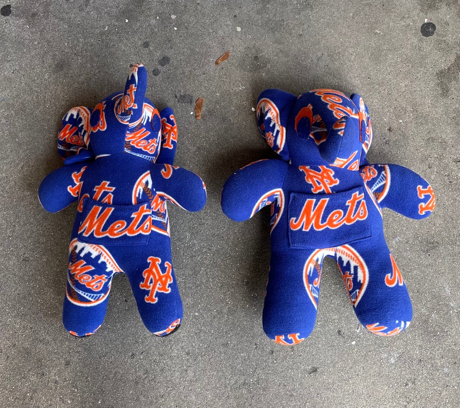 2 Vintage MLB new York Mets Baseball Hand Crafted 18” Elephant Plushes Blue