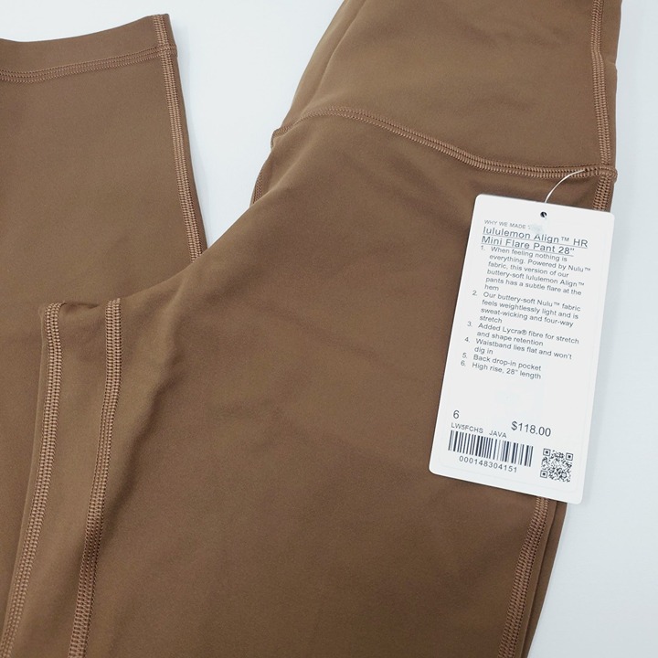 Lululemon 100% authentic New align mini Flare Java 6 brown