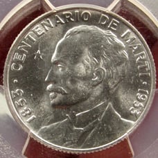 CUBA. José Martí . 25 Centavos, 1953. Philadelphia Mint. KM-27. PCGS MS64.
