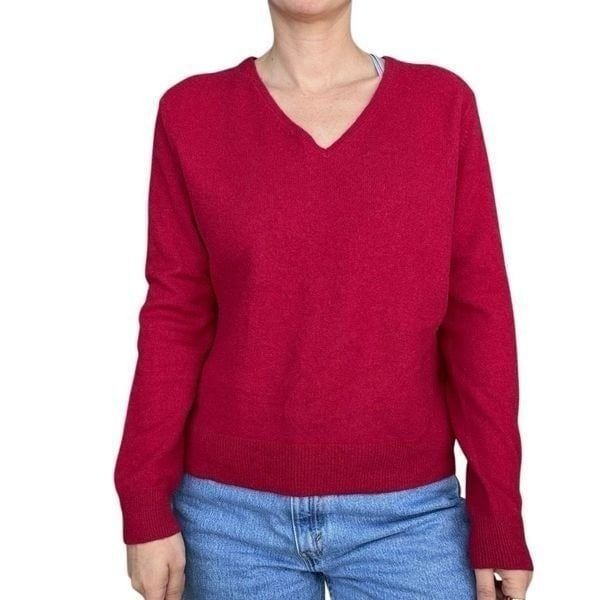 Apt 9 100% Cashmere Red Pullover Sweater Women Size XL V Neck Casual Fall Winter