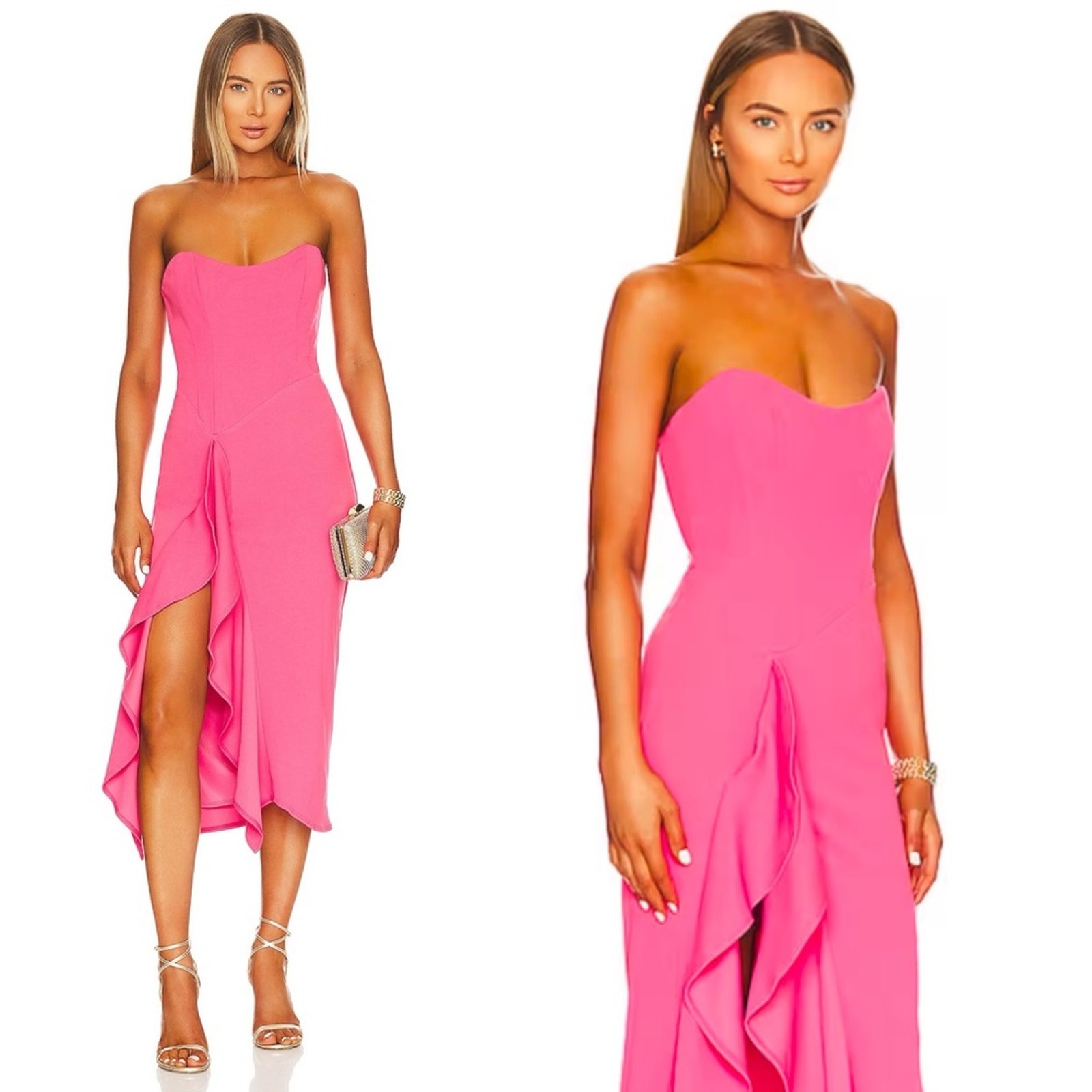 Katie May Rowan Dress Sz M Pink Punch cocktail gown Summer sweetheart corset