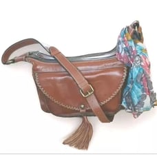 Patricia Nash Camila Tanned Italian Leather Purse Shoulder Bag Brown Crossbody
