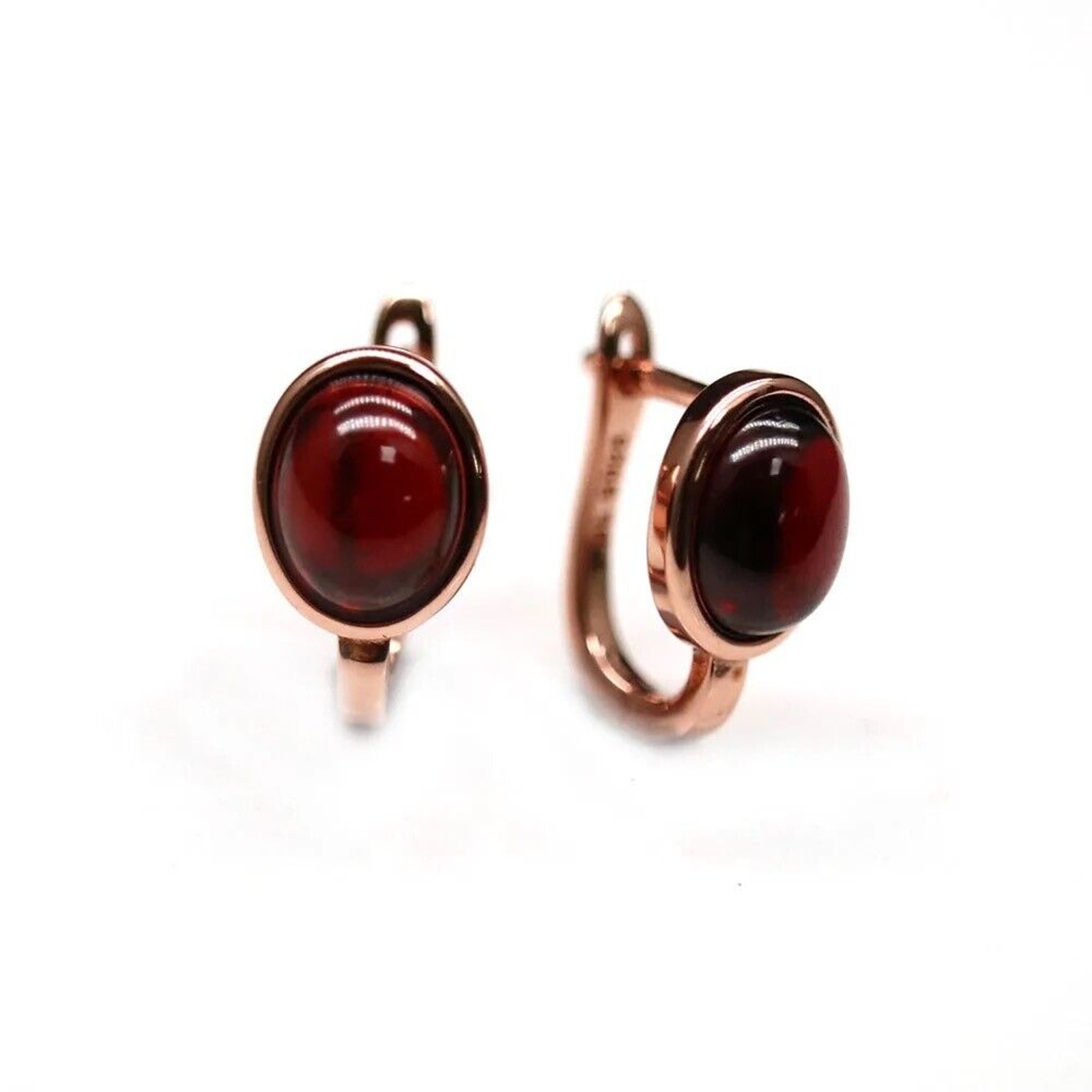 Mozambique Garnet Dangle Earrings, Smooth Finish Dark Red Garnet Earrings